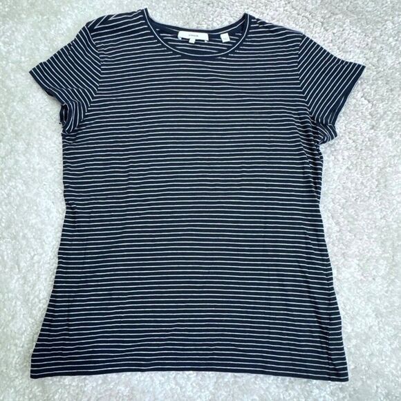 VINCE Pencil Stripe Essential Crewneck T-Shirt Slim Fit - Picture 2 of 8